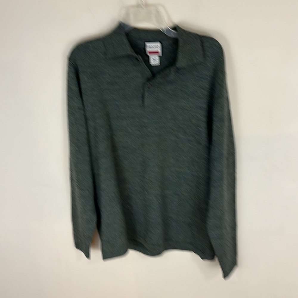 Britches of Georgetowne Gray Long Sleeve  100% Wool Polo Sweater Size Large